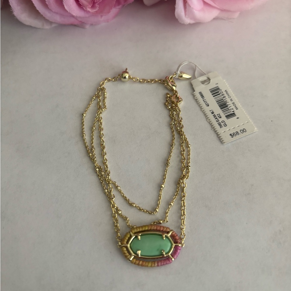 NWT Kendra Scott Threaded Elaina Gold Multi Strand Bracelet in Mint Magnesite. - Picture 4 of 6